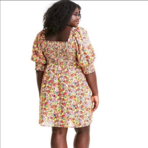 Rixo Target Floral Puff Sleeve Smocked Dress - Picture 2 of 3